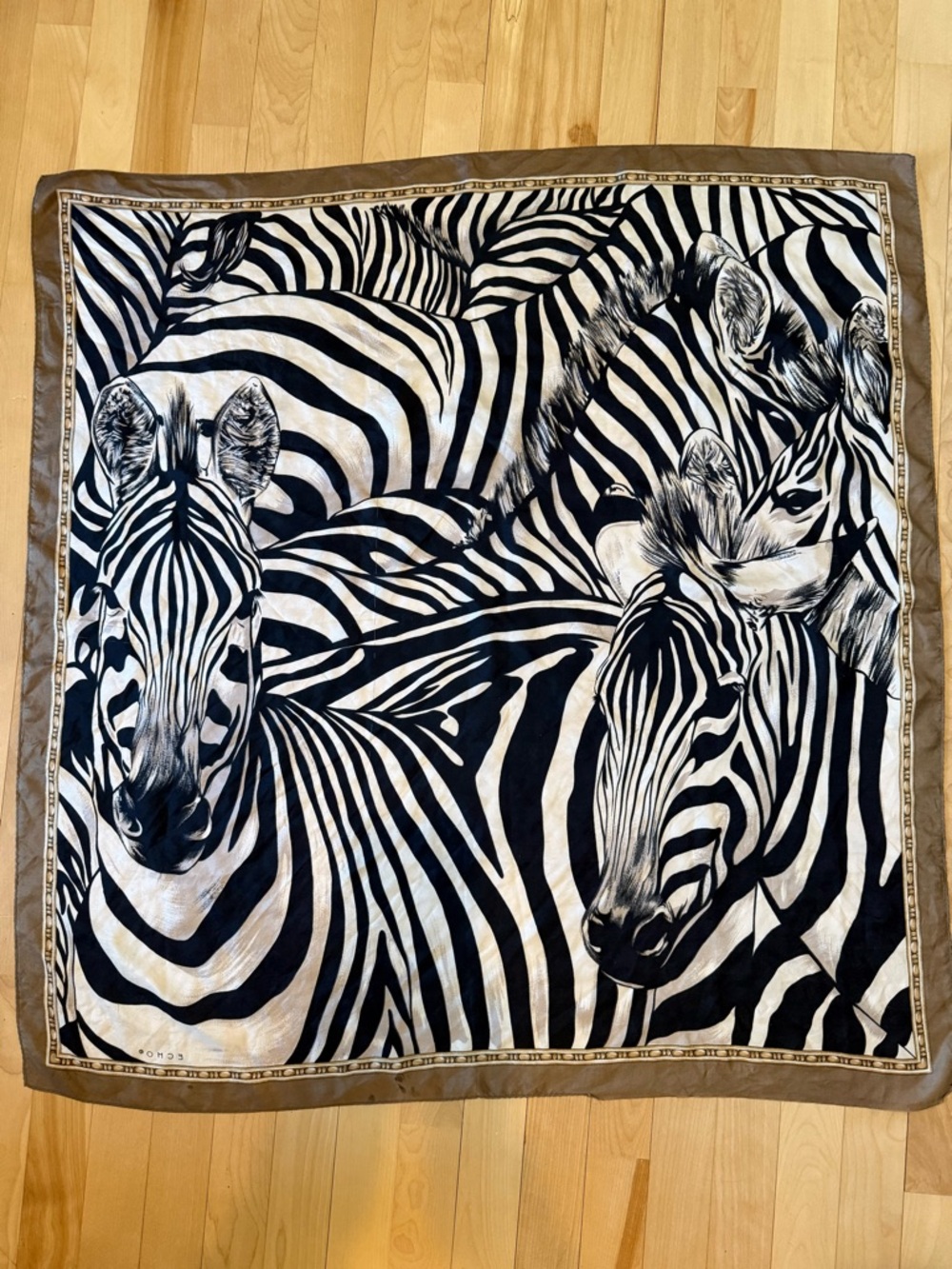 Echo Silk Scarf Zebra neutral colorway square animal print